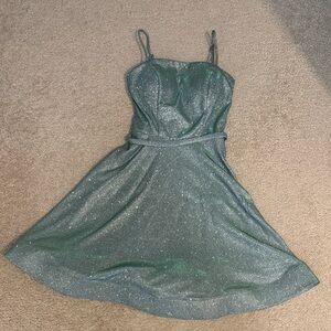 City Studio Green Glitter Mini Dress